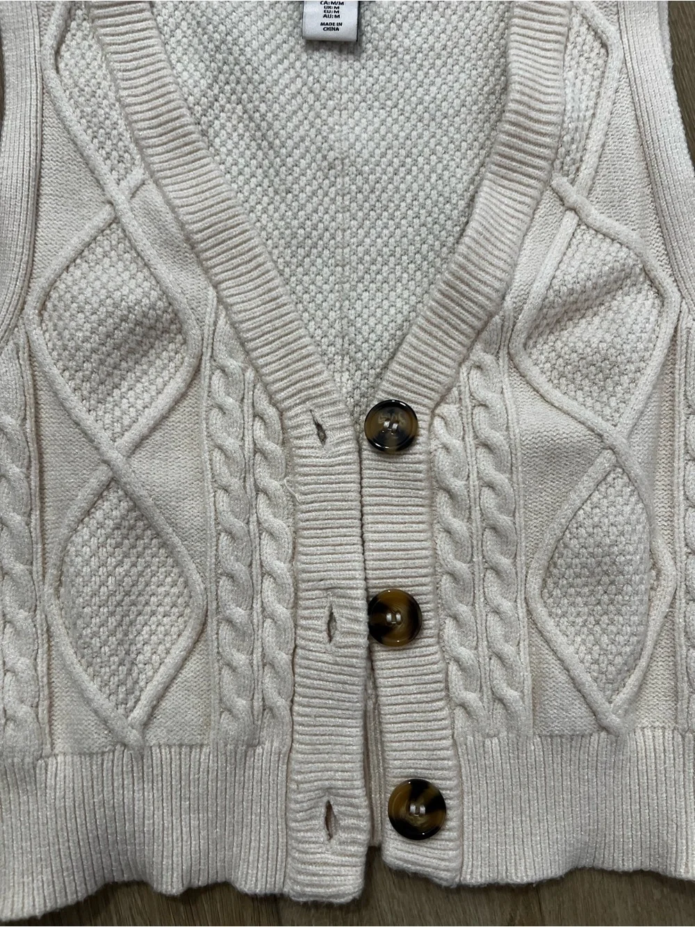 Sincerly Jules Cream Cable Knit Button-Front Sweater Vest - Picture 2 of 8